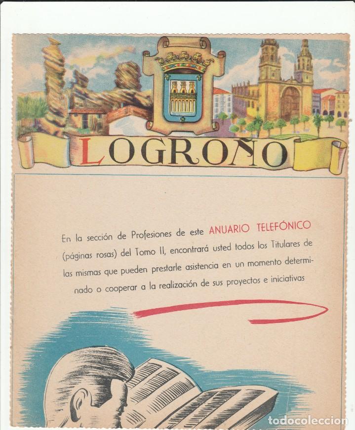 Zeitgen&ouml;ssische Karten: LISTIN TELEFONICO - PORTADA PROVINCIA LOGRO&Ntilde;O - PUB. VARIAS - DORSO MAPA / FOTO - A&Ntilde;OS 50