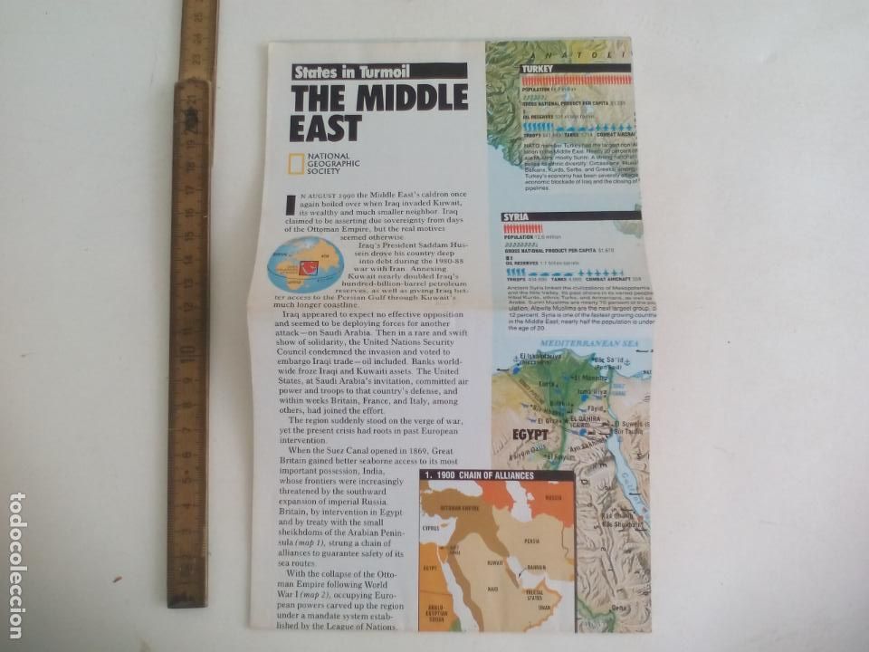 Mapas contempor&aacute;neos: MAPA DE ORIENTE MEDIO. THE MIDDEL EAST. NATIONAL GEOGRAPHIC SOCIETY.