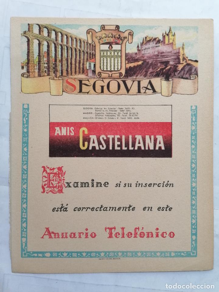 Mapas contempor&acirc;neos: MAPA DE LA PROVINCIA DE SEGOVIA, PUBLICIDAD ANIS CASTELLANA, EDITOR MATEU-CROMO