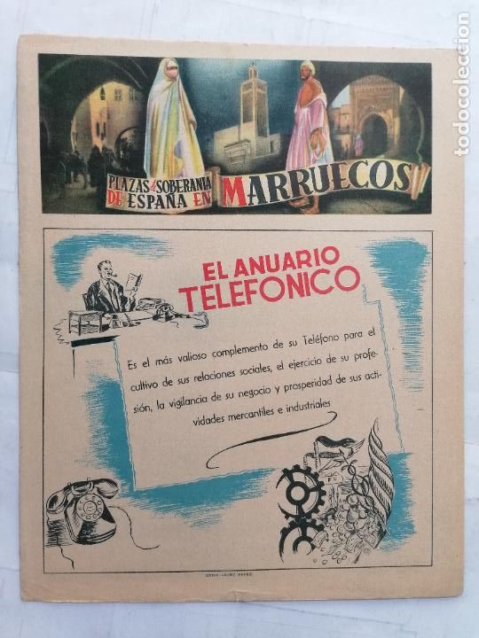 Mapas contempor&acirc;neos: MAPA PLAZAS SOBERANIA DE ESPA&Ntilde;A EN MARRUECOS, PUBLICIDAD ANUARIO TELEFONICO , EDITOR MATEU-CROMO