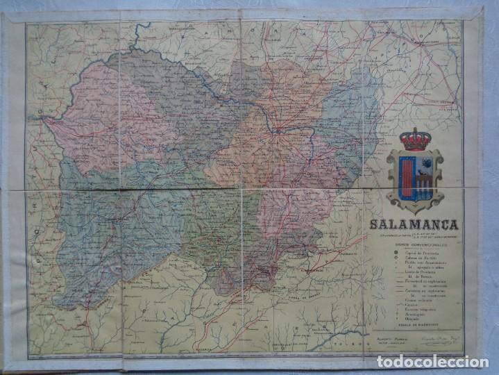 Zeitgen&ouml;ssische Karten: ANTIGUO MAPA DE LA PROVINCIA DE SALAMANCA. 46 X 36 Cm. A&Ntilde;O 190? ENTELADO. GRABADO POR S. POCH.