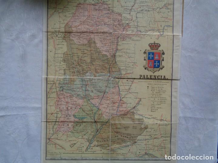 Mapas contempor&acirc;neos: MAPA DE LA PROVINCIA DE PALENCIA. 190?. LITOGRAF&Iacute;A EN COLOR. ENTELADO. 46 X 36 Cm.