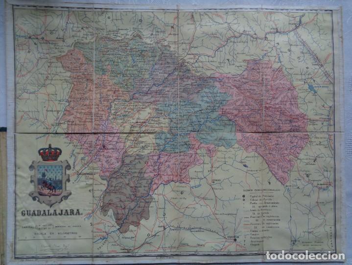 Mapas contempor&acirc;neos: MAPA DE LA PROVINCIA DE GUADALAJARA. 190?. ENTELADO. DIBUJADO POR Jqn. RIBERA. GRABADO POR J. SOLER.