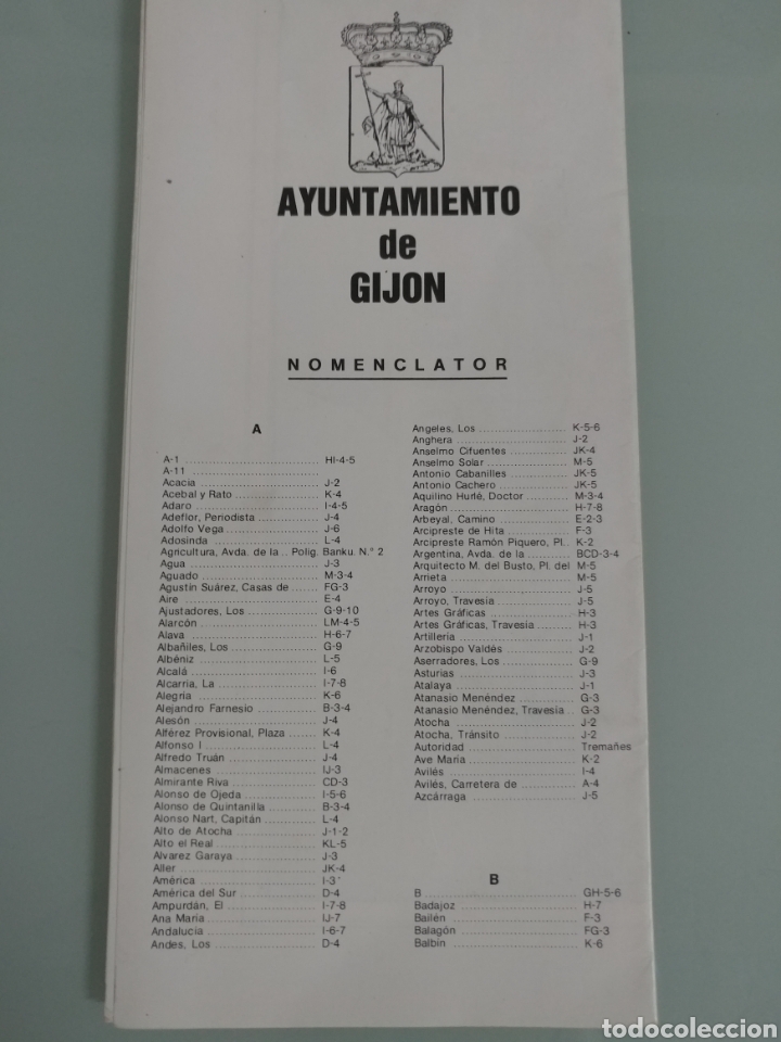 Mapas contempor&aacute;neos: Plano callejero nomenclator de Gijon. A&ntilde;os 80