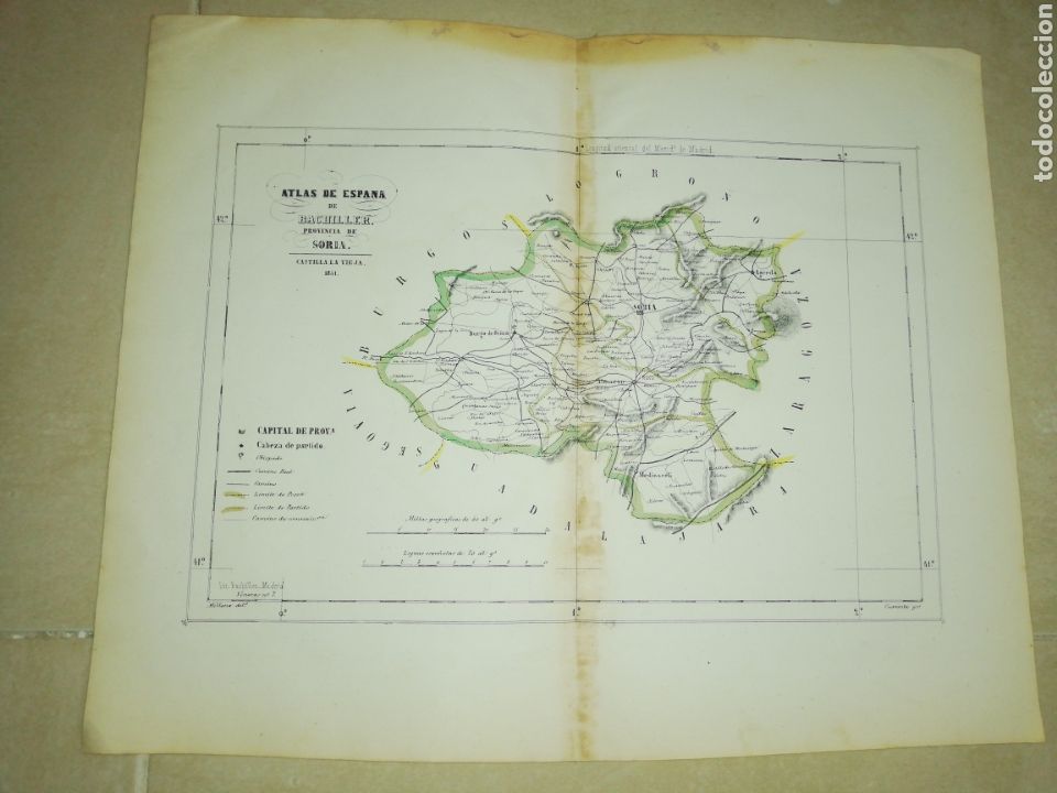 Zeitgen&ouml;ssische Karten: Atlas de espa&ntilde;a de bachiller provincia de Soria (Castilla la vieja) 1851