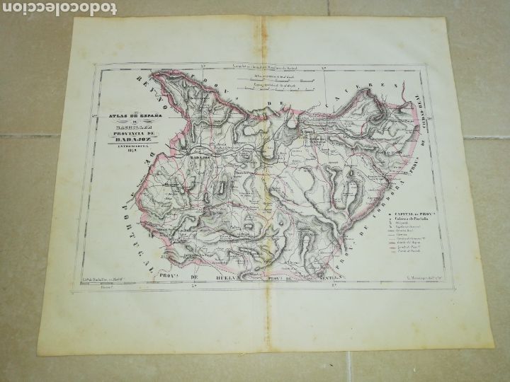 Mapas contempor&acirc;neos: Atlas de espa&ntilde;a de bachiller provincia de Badajoz Extremadura 1849