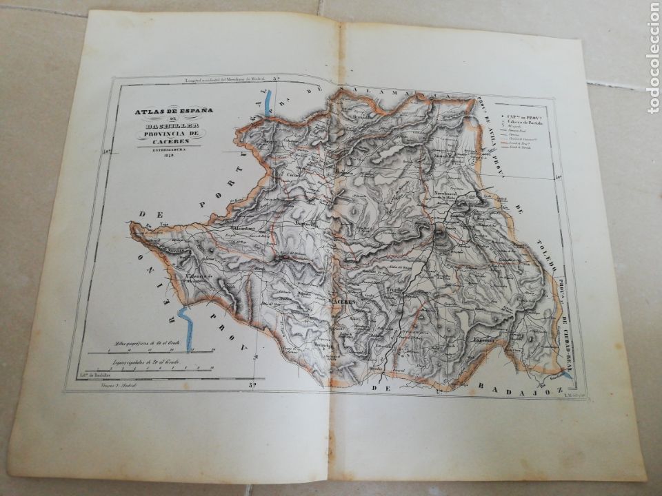 Zeitgen&ouml;ssische Karten: Atlas de espa&ntilde;a de bachiller provincia de C&aacute;ceres Extremadura 1849