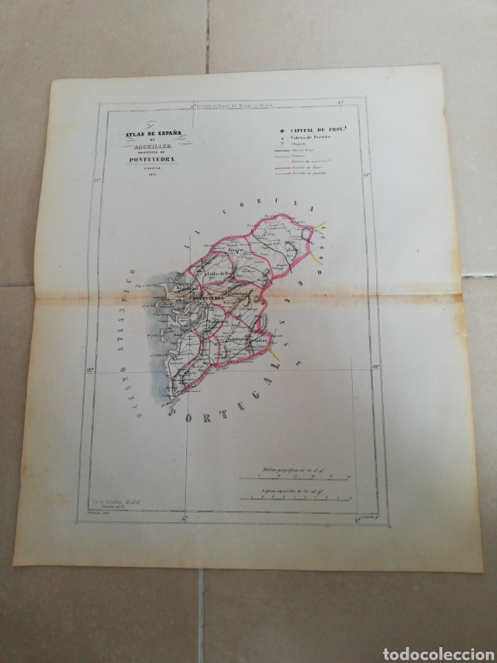 Zeitgen&ouml;ssische Karten: Atlas de espa&ntilde;a de bachiller provincia de Pontevedra Galicia 1851