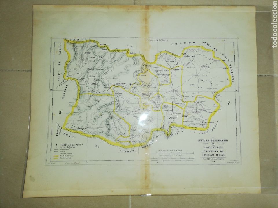 Mapas contempor&acirc;neos: Atlas de espa&ntilde;a de bachiller provincia de Ciudad Real (Castilla la nueva) 1850