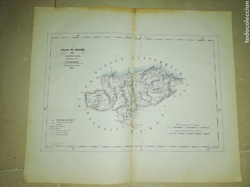 Zeitgen&ouml;ssische Karten: Atlas de espa&ntilde;a de bachiller provincia de Santander (Castilla la vieja) 1851