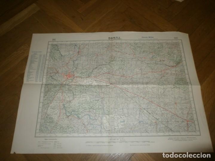 Mapas contempor&aacute;neos: Mapa de Soria edici&oacute;n militar 1955 - Vinuesa 1954 - Fuentearmegil 1954 - Almansa 1951 69X50 cm.