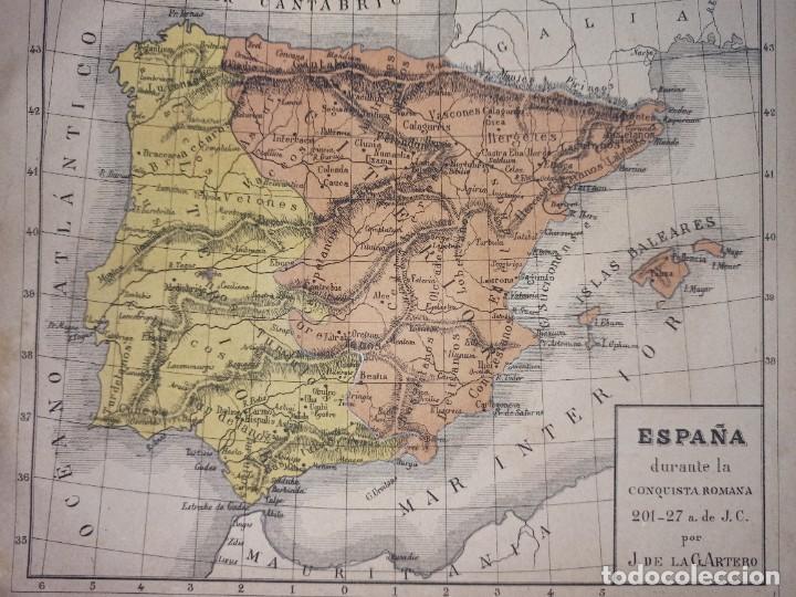 Mapas contempor&aacute;neos: MAPA HIST&Oacute;RICO DOBLE, ESPA&Ntilde;A ROMANA, ARTERO, ORIGINAL GRANADA, 1880,141 A&Ntilde;OS