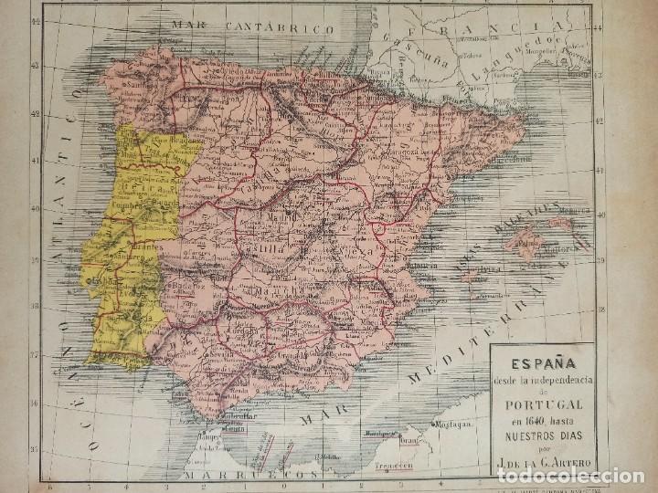 Mapas contempor&aacute;neos: MAPA HIST&Oacute;RICO ESPA&Ntilde;A DESDE 1640 A 1880, ARTERO, ORIGINAL GRANADA, 1880,141 A&Ntilde;OS