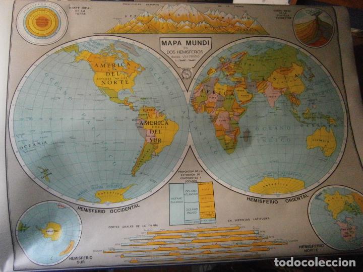 Mapas contempor&aacute;neos: ANTIGUO MAPA PLANISFERIO Y MAPA MUNDI 1970 - Foto 2