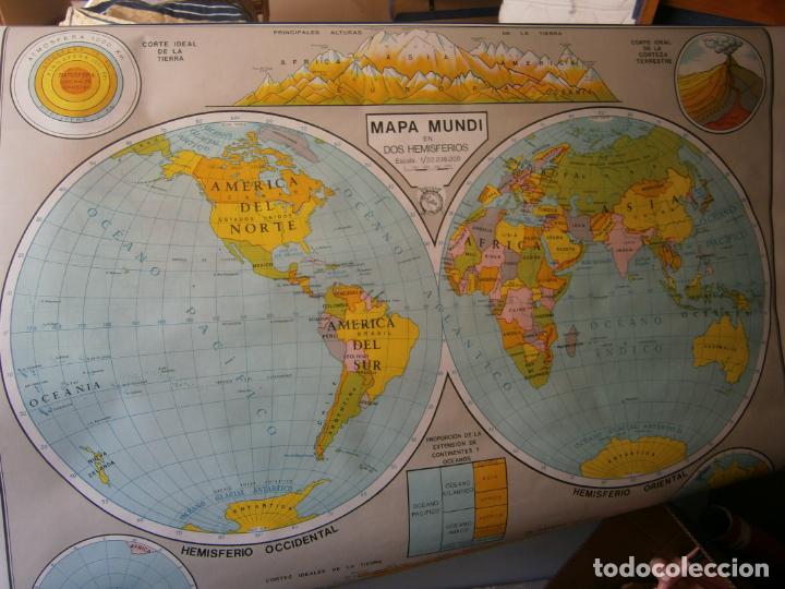 Mapas contempor&aacute;neos: ANTIGUO MAPA PLANISFERIO Y MAPA MUNDI 1970 - Foto 4
