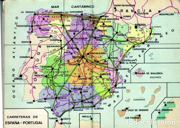 Zeitgen&ouml;ssische Karten: MAPA DE CARRETERAS DE EPA&Ntilde;A Y POTUGAL 1960. SIN PUBICIDAD.