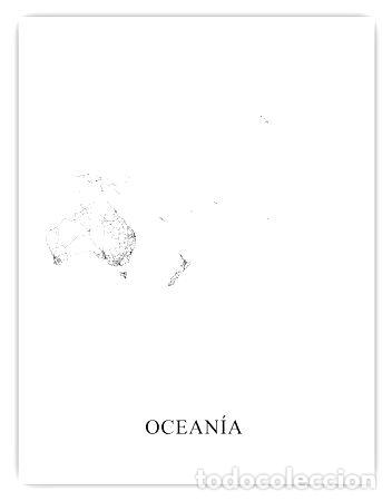 Mapas contempor&aacute;neos: mapa oceania blanco y negro 80cmx61cm
