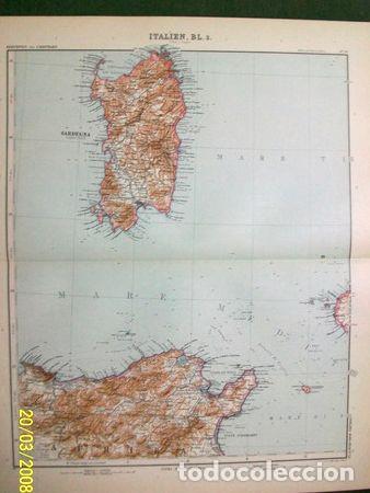 Mapas contempor&aacute;neos: mapa de italia cerdena publicado en alemania en el ano 1911