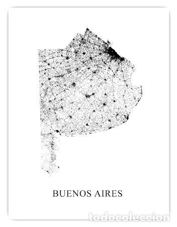 Mapas contempor&aacute;neos: mapa provincia de buenos aires blanco y negro 80cmx61cm