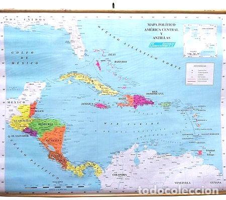 Mapas contempor&aacute;neos: mapa america central y antillas politico 90x130cm laminado