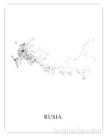 Mapas contempor&aacute;neos: mapa rusia blanco y negro 80cmx61cm - Foto 1
