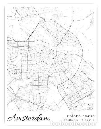 Mapas contempor&aacute;neos: mapa ciudad de amsterdam 80cmx61cm
