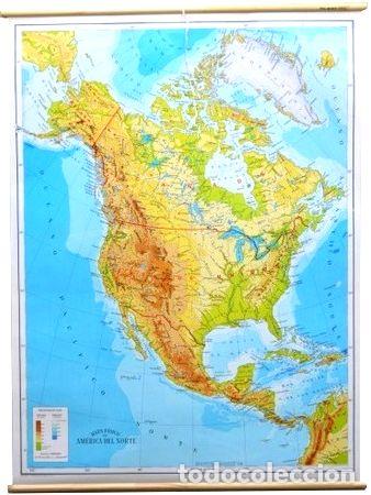Mapas contempor&aacute;neos: mapa america del norte fisicopolitico 90x130cm entelado