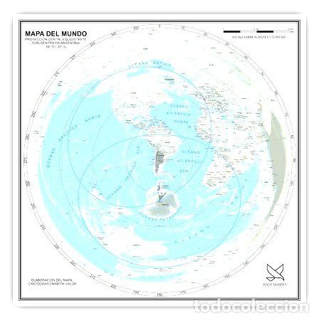 Mapas contempor&aacute;neos: mapamundi planisferio centrado en argentina 61cmx61cm