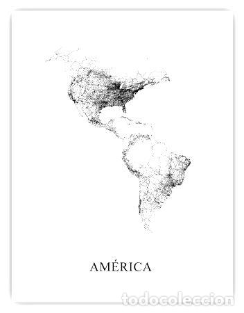 Zeitgen&ouml;ssische Karten: mapa america blanco y negro 80cmx61cm