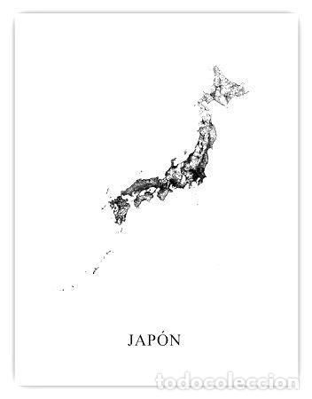 Zeitgen&ouml;ssische Karten: mapa japon blanco y negro 80cmx61cm