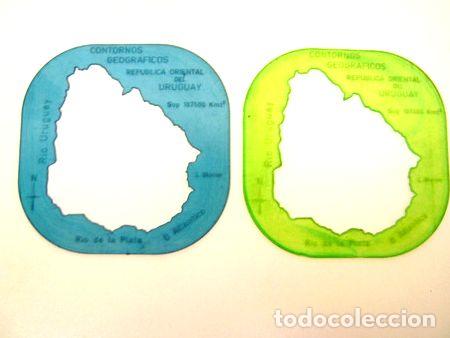 Mapas contempor&aacute;neos: lote 2 plantillas dibujo contorno mapa uruguay raras boedo