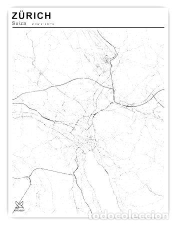 Mapas contempor&aacute;neos: mapa ciudad de zurich 80cmx61cm