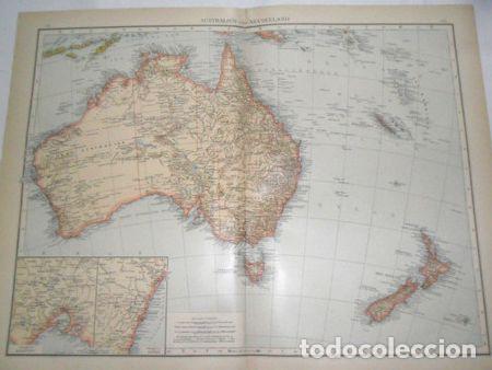 Mapas contempor&aacute;neos: mapa plano 1893 autralia neuseeland australien tasmania