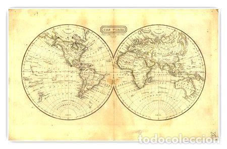 Mapas contempor&aacute;neos: mapamundi planisferio ano 1829 98cmx61cm Ed. 1829
