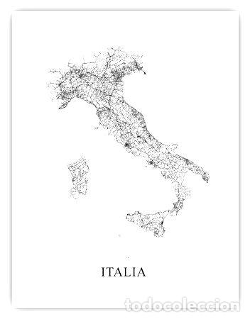 Mapas contempor&aacute;neos: mapa italia blanco y negro 80cmx61cm