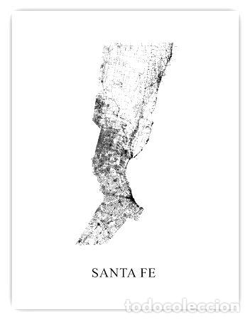 Mapas contempor&aacute;neos: mapa provincia de santa fe blanco y negro 80cmx61cm