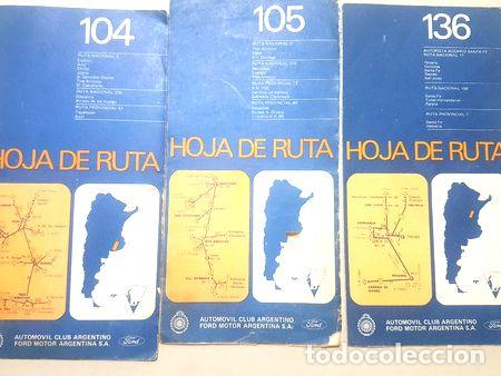 Mapas contempor&aacute;neos: hoja de ruta n104105 y 136 automovil club argentino ford