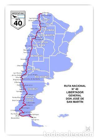 Mapas contempor&aacute;neos: mapa poster ruta 40 argentina 90cmx61cm