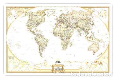 Mapas contempor&aacute;neos: mapamundi planisferio politico vintage 92cmx61cm