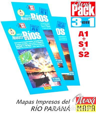 Mapas contempor&aacute;neos: rio parana 3 mapas satelitales impresos areas a1 s1 s2