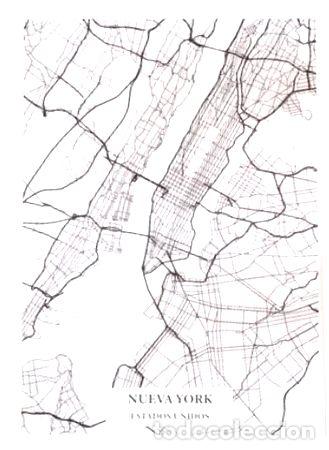 Mappe contemporanee: mapa nueva york 30x42 para enmarcar papel en la plata