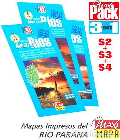 Mapas contempor&acirc;neos: rio parana 3 mapas satelitales impresos areas s2 s3 s4