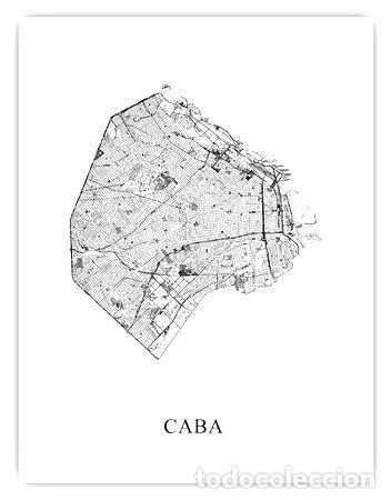 Mappe contemporanee: mapa ciudad a de buenos aires blanco y negro 80cmx61cm