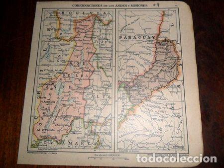 Mappe contemporanee: antiguo mapa plano 1918 gobernacion de los andes misiones