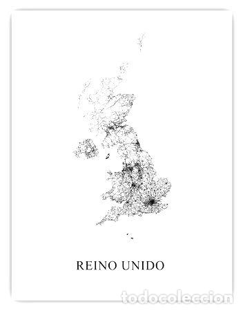 Mappe contemporanee: mapa reino unido blanco y negro 80cmx61cm
