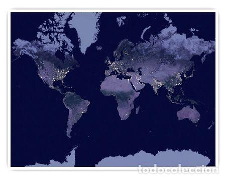 Mapas contempor&acirc;neos: mapamundi planisferio de noche 80cmx61cm