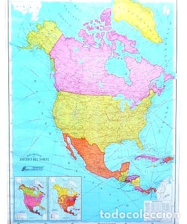 Mapas contempor&acirc;neos: mapa america del norte politico 90 x 130 cm entelado
