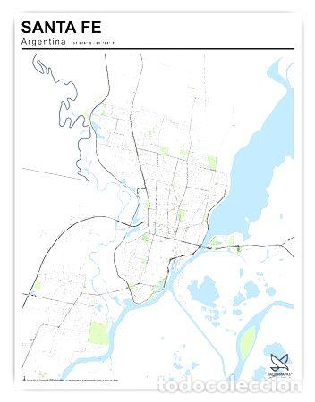 Mapas contempor&aacute;neos: mapa ciudad de santa fe 80cmx61cm - Foto 1