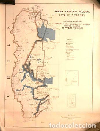 Mapas contempor&aacute;neos: mapa parque los glaciares 72 x 55 cm - Foto 1