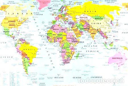 Mapas contempor&aacute;neos: mapa planisferio n 6 politico color 35 cm x 50 cm